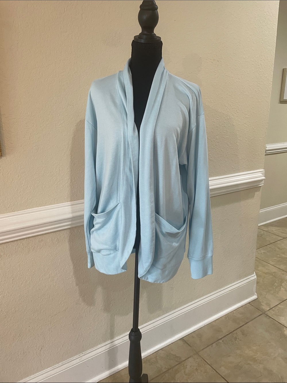 J. Crew Pale Blue Open-Front Cardigan with Pockets